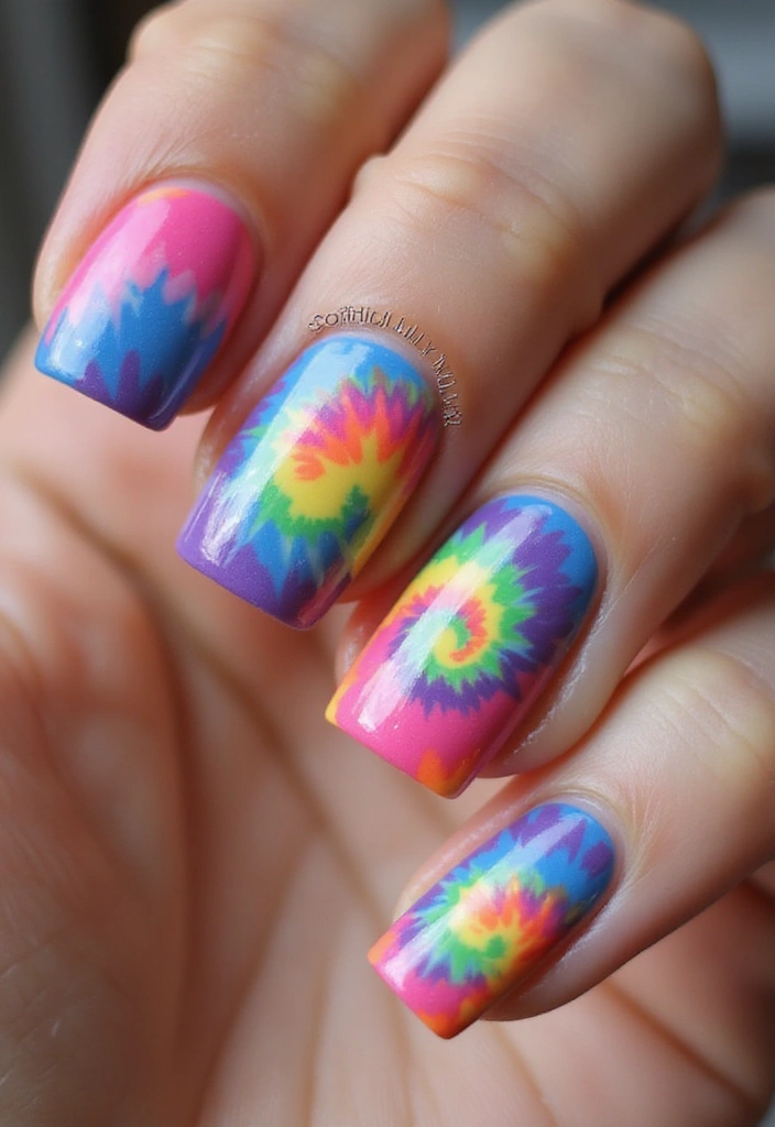 20 Stunning Nail Art Designs You Can DIY at Home (Wait Until You See #14!) - 8. Tie-Dye Vibes