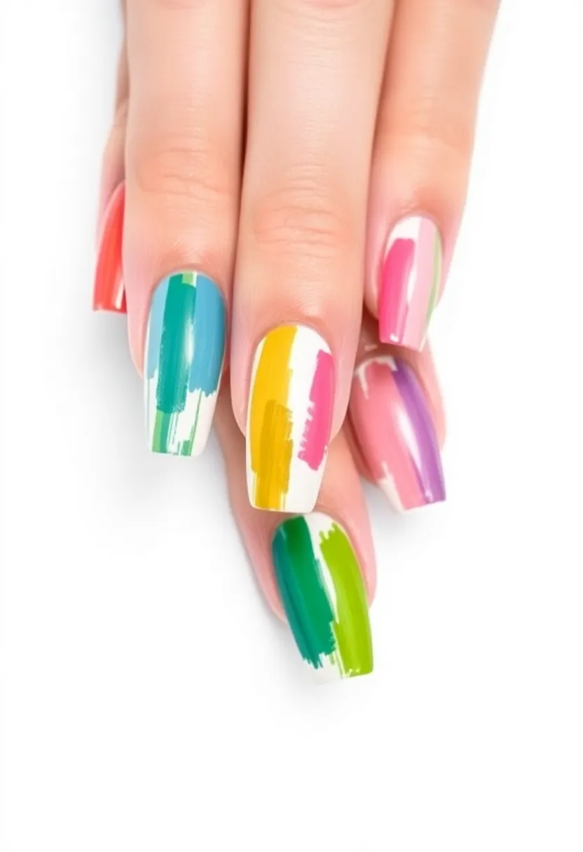 25 Colorful Nail Polish Ideas That Will Transform Your Manicure Game (Wait Until You See #10!) - 17. Artistic Brush Strokes