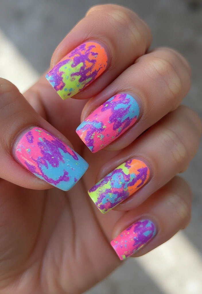 25 Colorful Nail Polish Ideas That Will Transform Your Manicure Game (Wait Until You See #10!) - 2. Neon Abstract Art